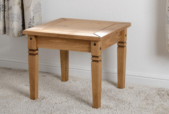 Salvador Lamp Table in Distressed Waxed Pine